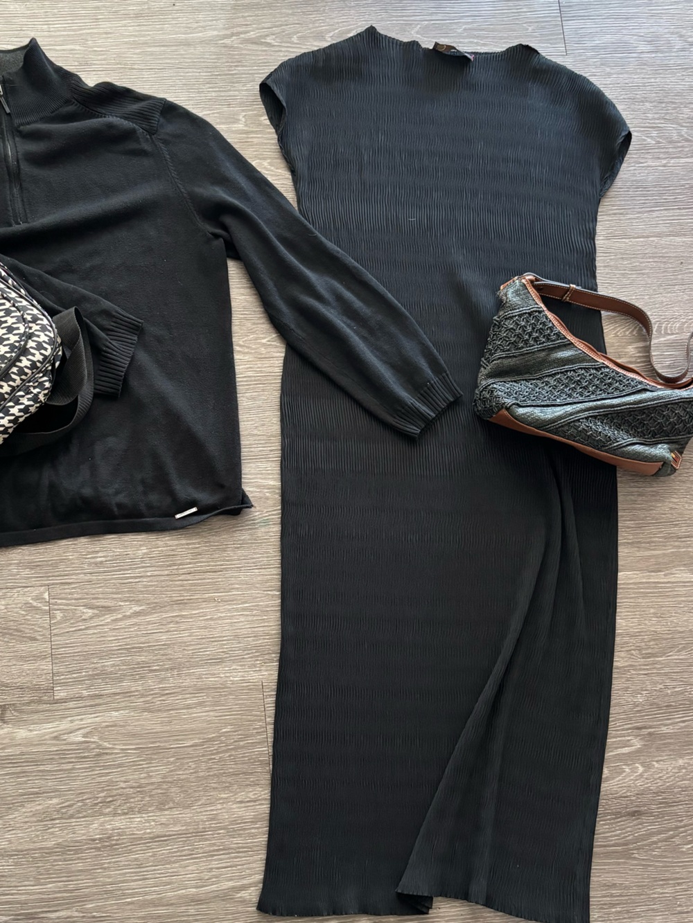 BOGO***Black Ribbed Midi Dress for Women - Classic Sleek Style